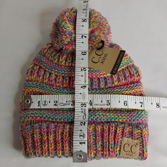 'C.C. BEANIE' "POM-POM' BEANIE KIDS VARIEGATED MULE - Picture 9 of 15